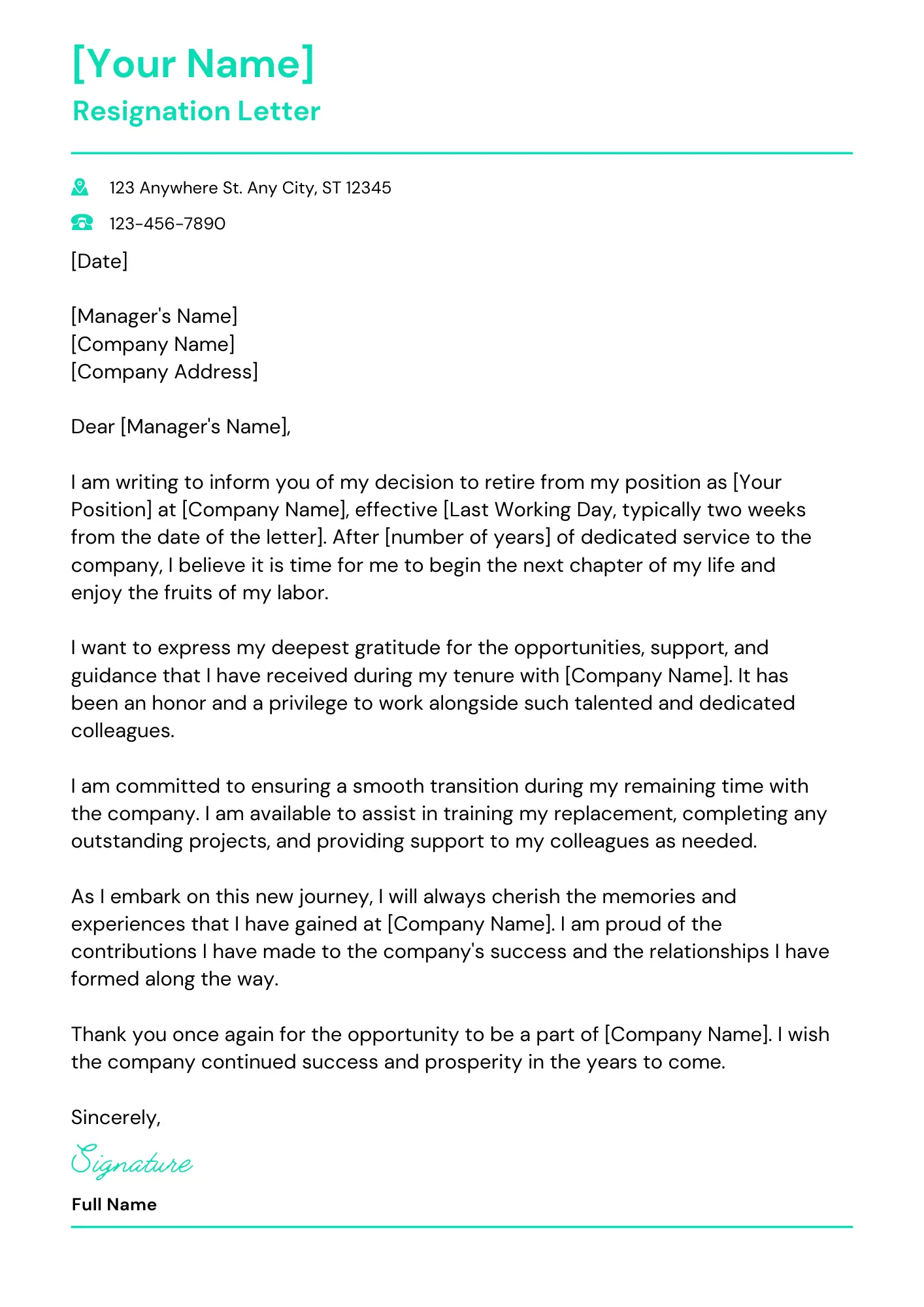 how to write resignation letter while retiring